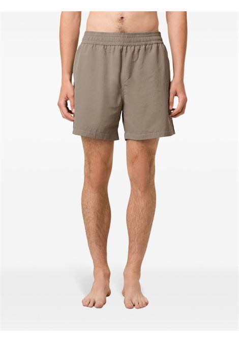 Ash grey contrast-stitching swim shorts Ami paris - men AMI PARIS | HBW006PA00270952